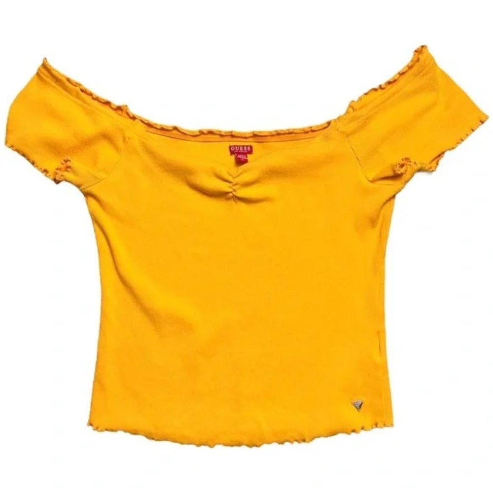 GUESS Yellow Off The Shoulder Top